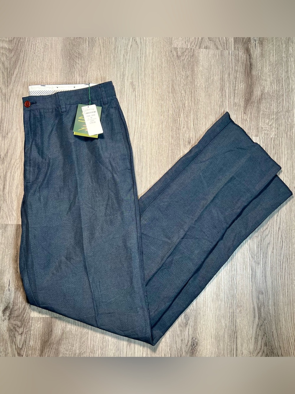 Orvis Signature Collection Men's Tencel Linen Pleated Trousers Pants 38 Raw Hem